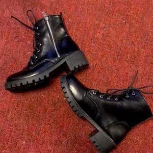 Zip up combat boots